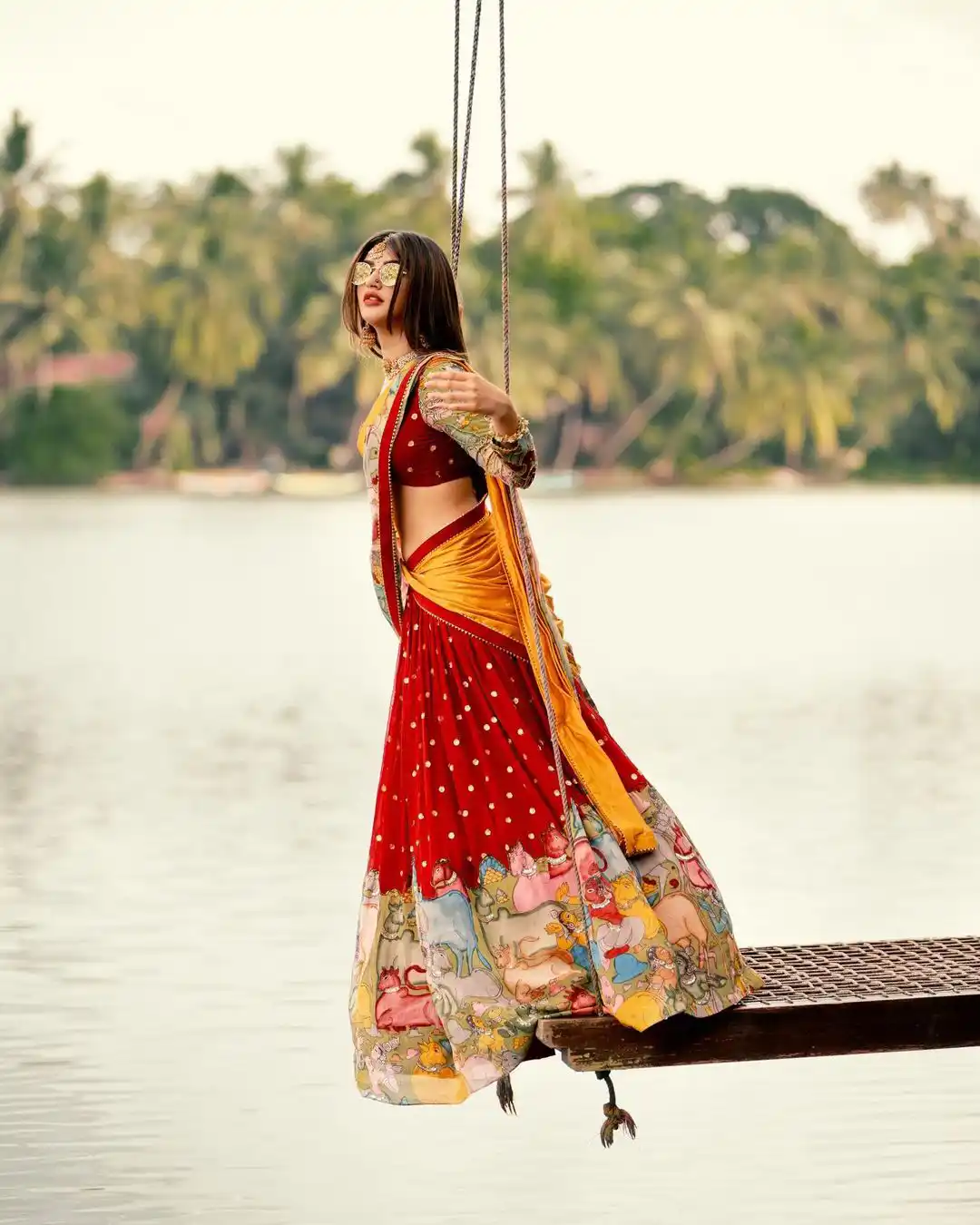 Sreeleela Stunning Looks in Half Saree and Enjoying Nature