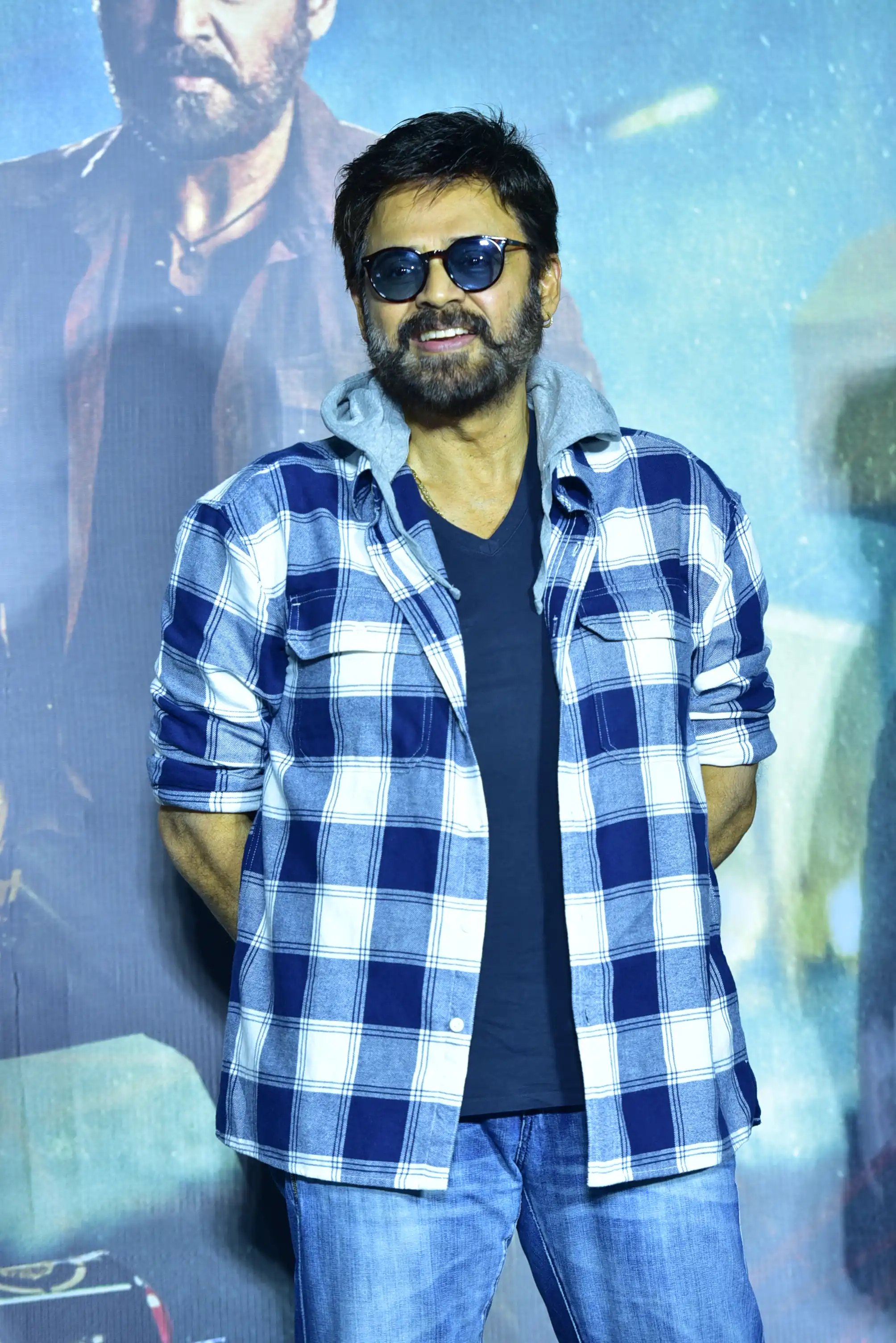 Venkatesh stylish looks at Saindhav Trailer launch event