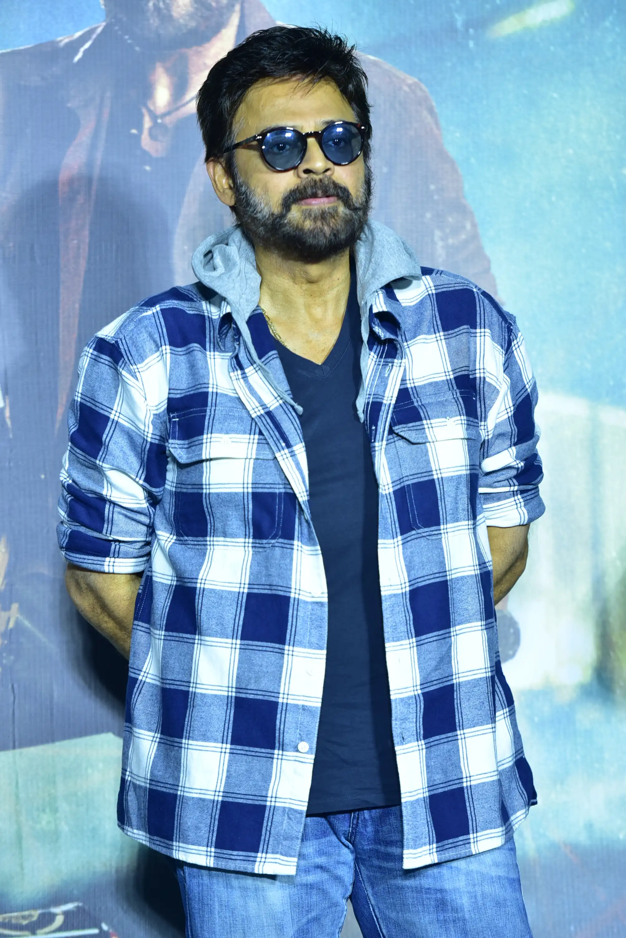 Venkatesh stylish looks at Saindhav Trailer launch event