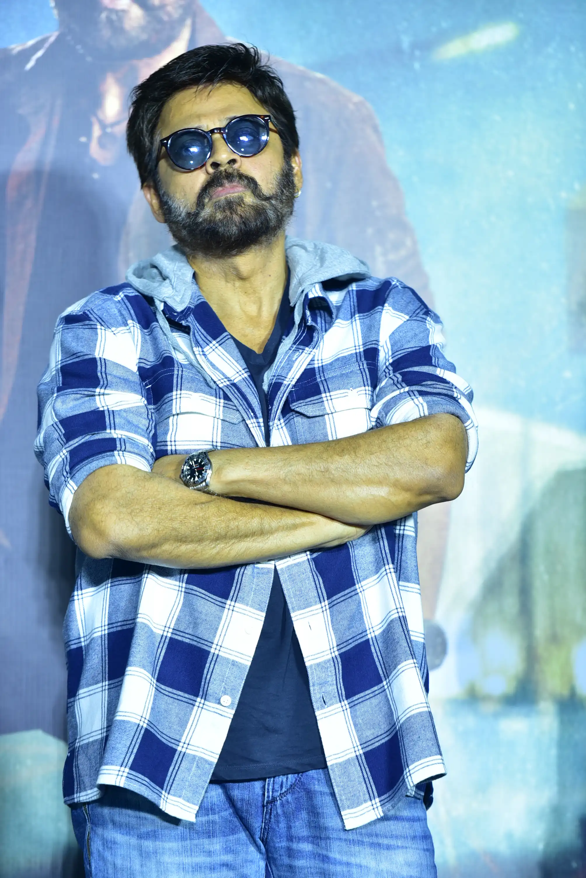 Venkatesh stylish looks at Saindhav Trailer launch event