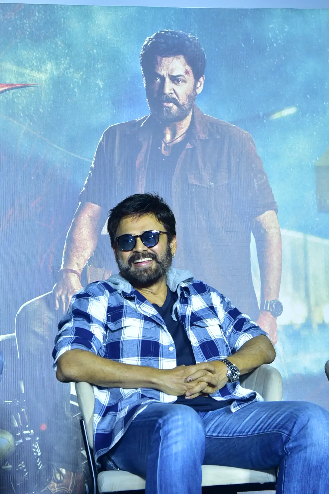 Venkatesh stylish looks at Saindhav Trailer launch event