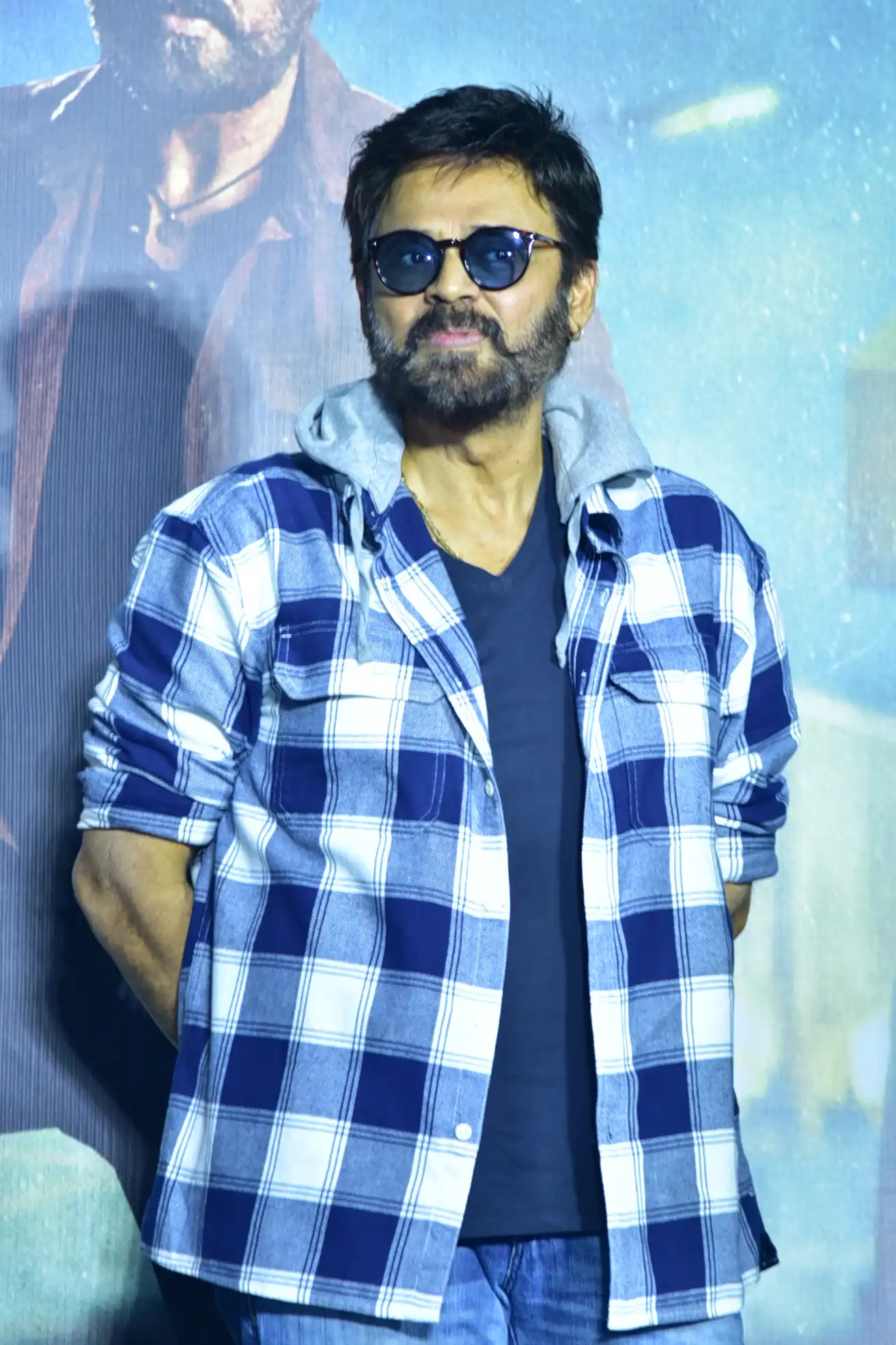 Venkatesh stylish looks at Saindhav Trailer launch event