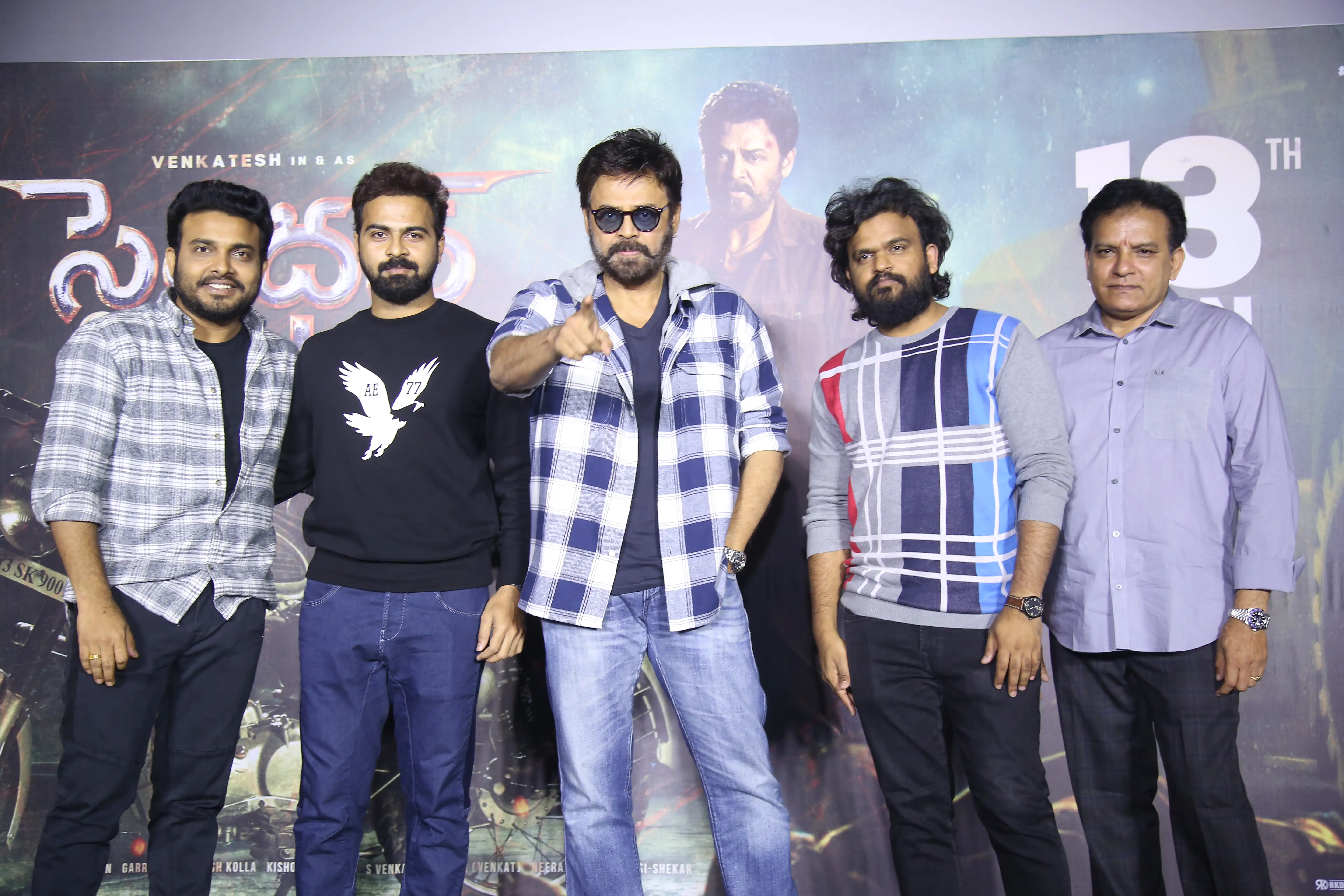 Venkatesh stylish looks at Saindhav Trailer launch event