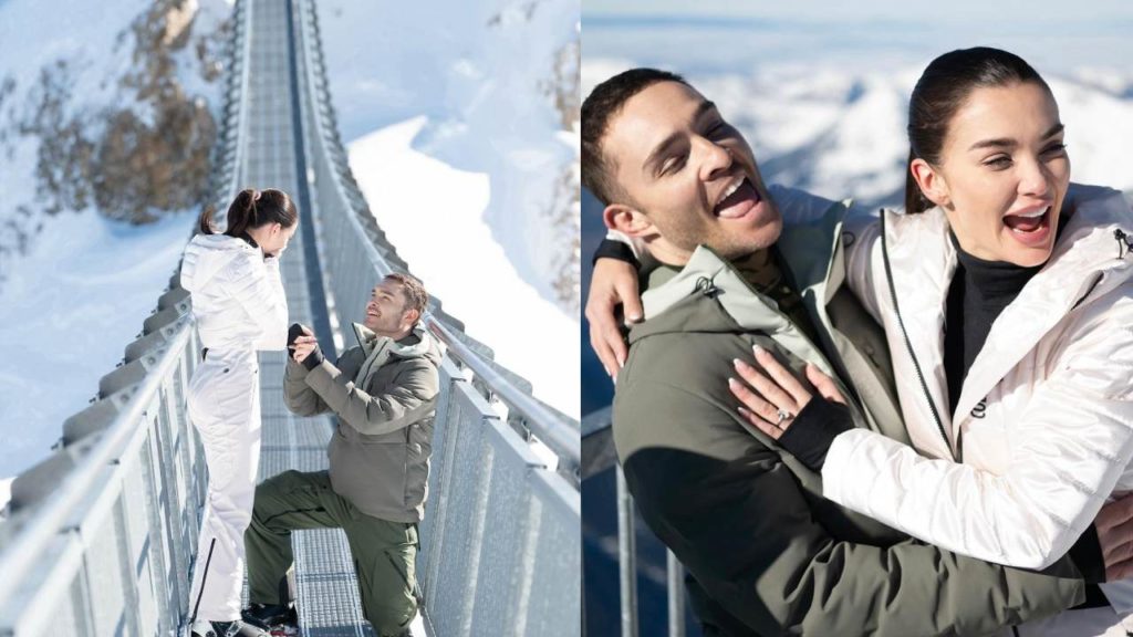 Actress Amy Jackson Engaged with Ed Westwick in Switzerland Photos goes Viral