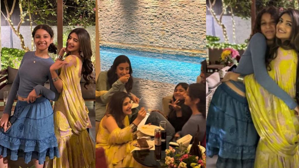 Sitara Ghattamaneni Special Attraction in Guntur Kaaram Success Party with Sreeleela Photos goes Viral