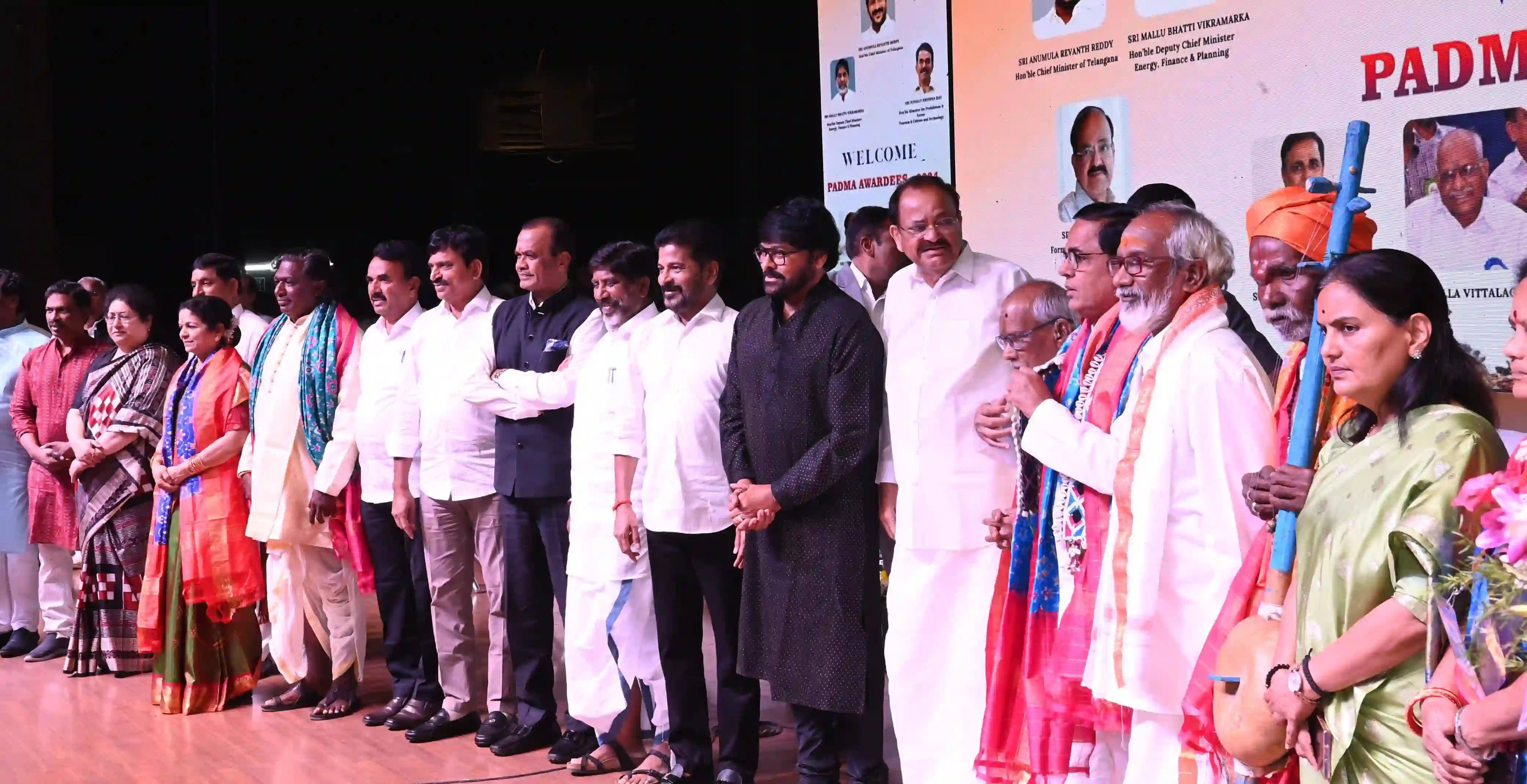 Telangana Government Felicitate Megastar Chiranjeevi Venkaiah Naidu and other Padma Awardees