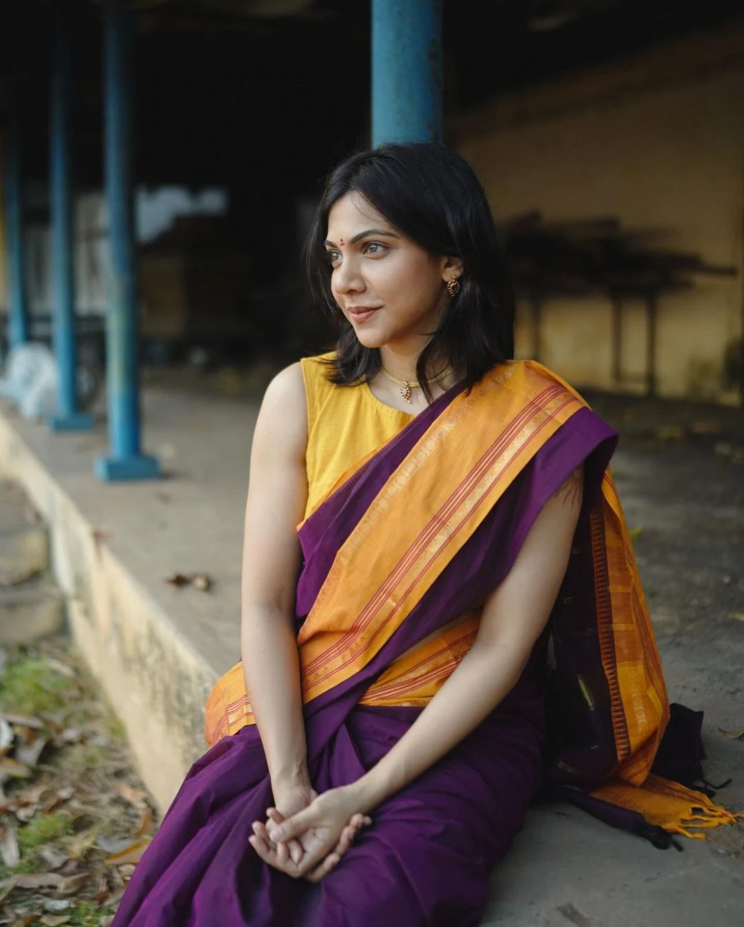 Madonna Sebastian Cute Looks in Cotton Sarees