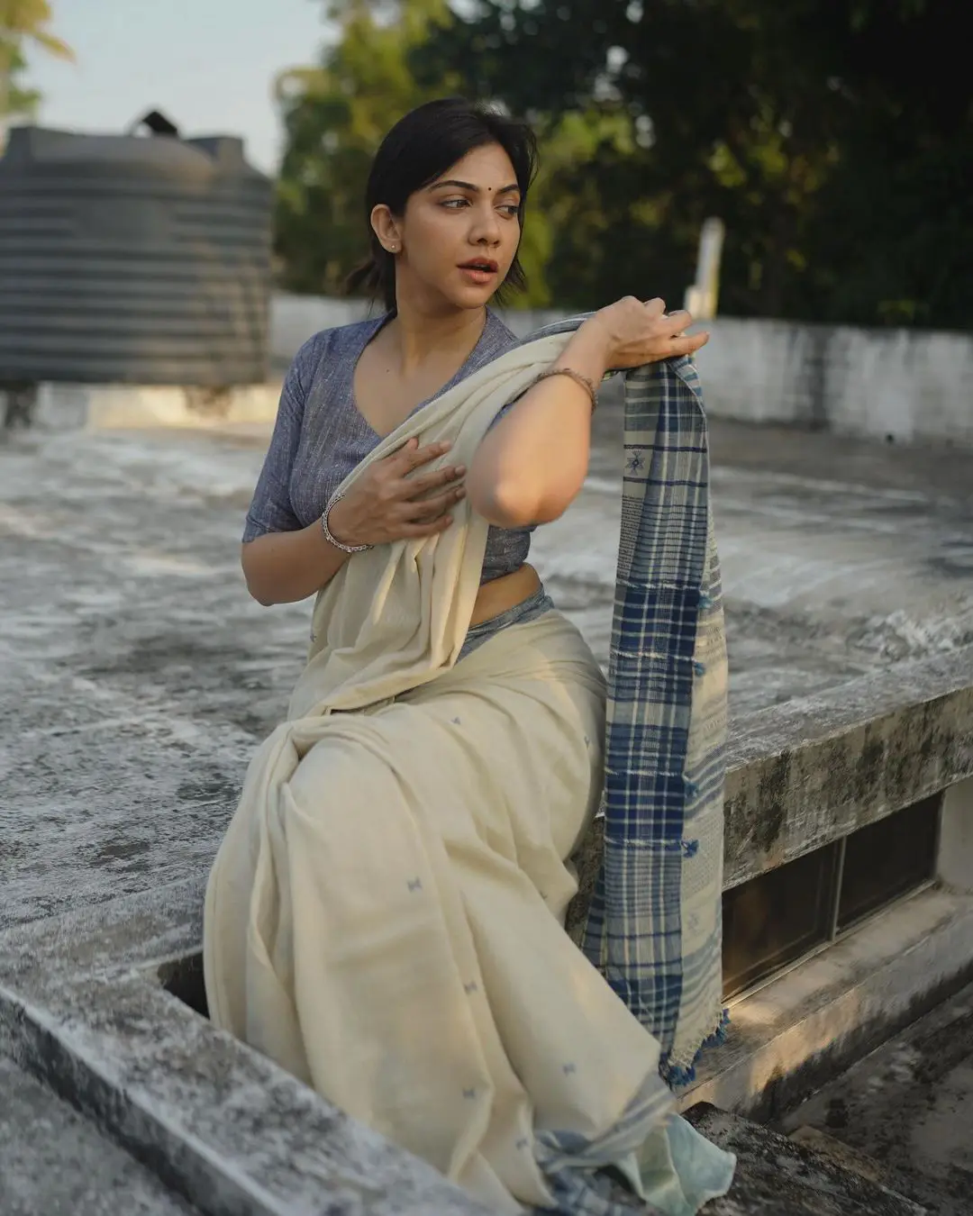 Madonna Sebastian Cute Looks in Cotton Sarees