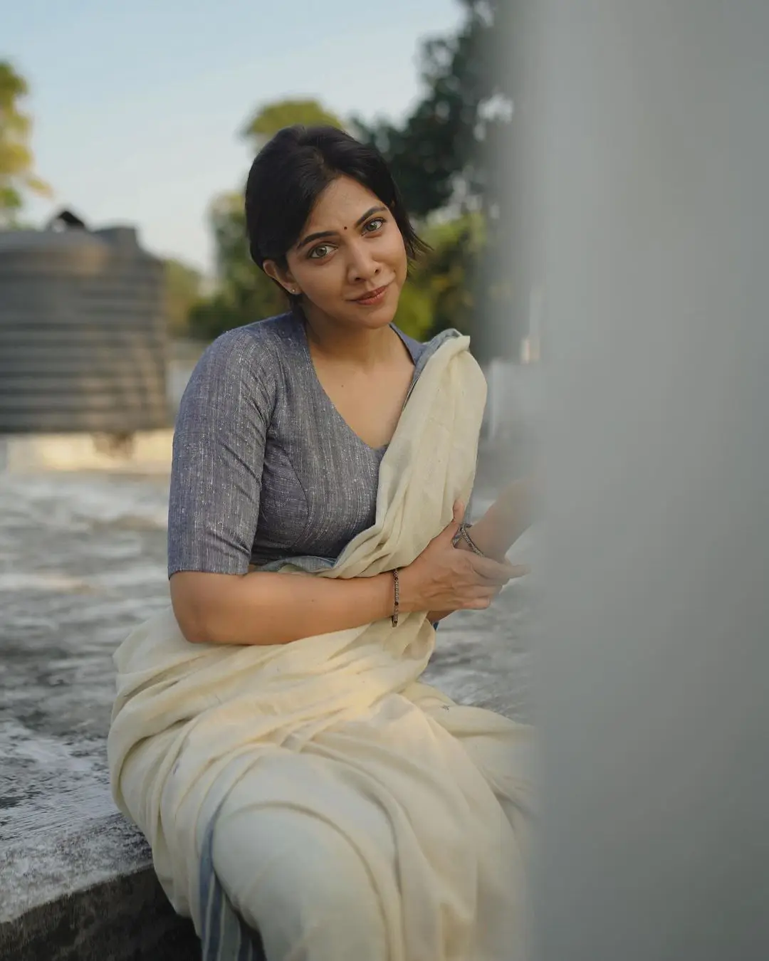 Madonna Sebastian Cute Looks in Cotton Sarees