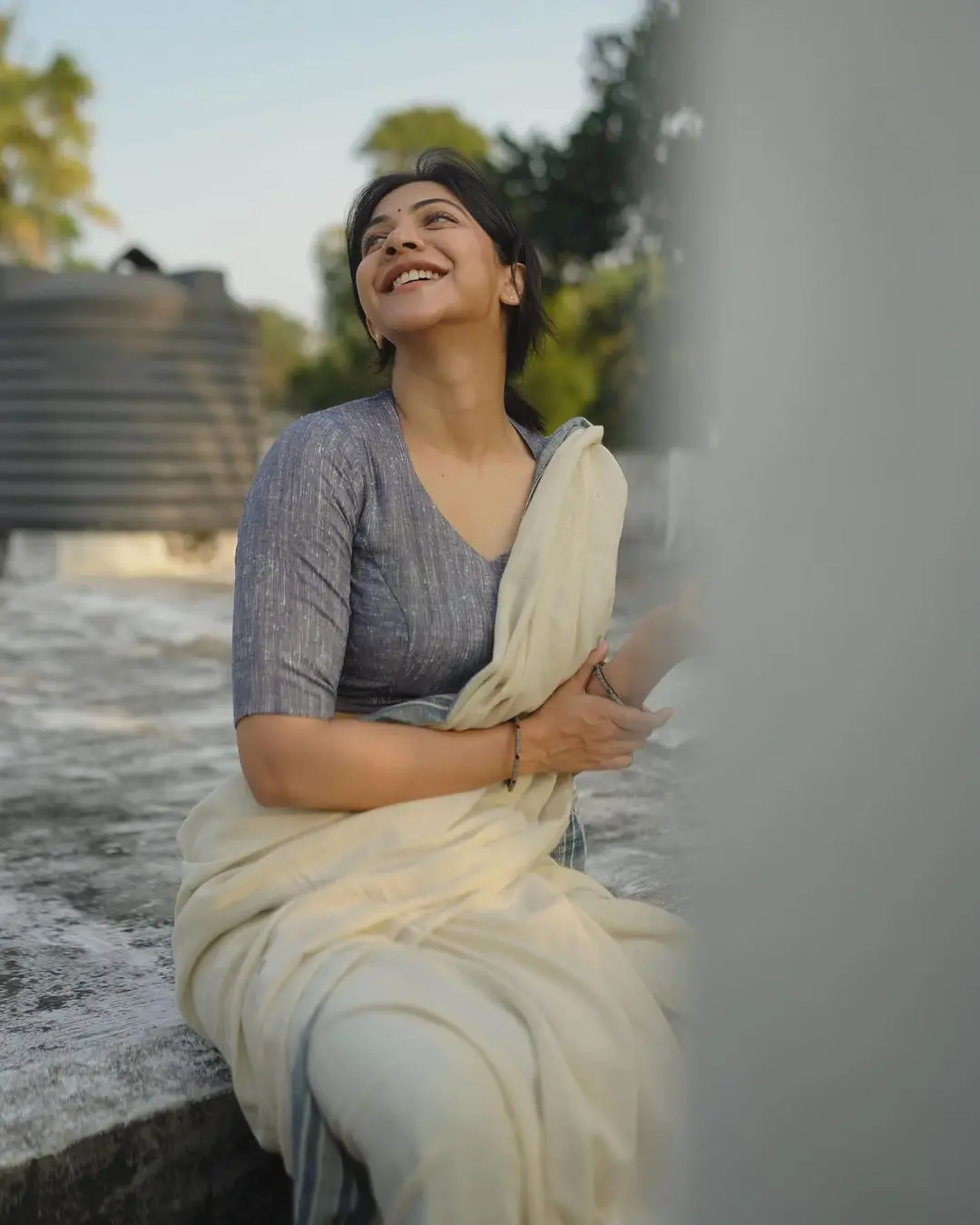 Madonna Sebastian Cute Looks in Cotton Sarees
