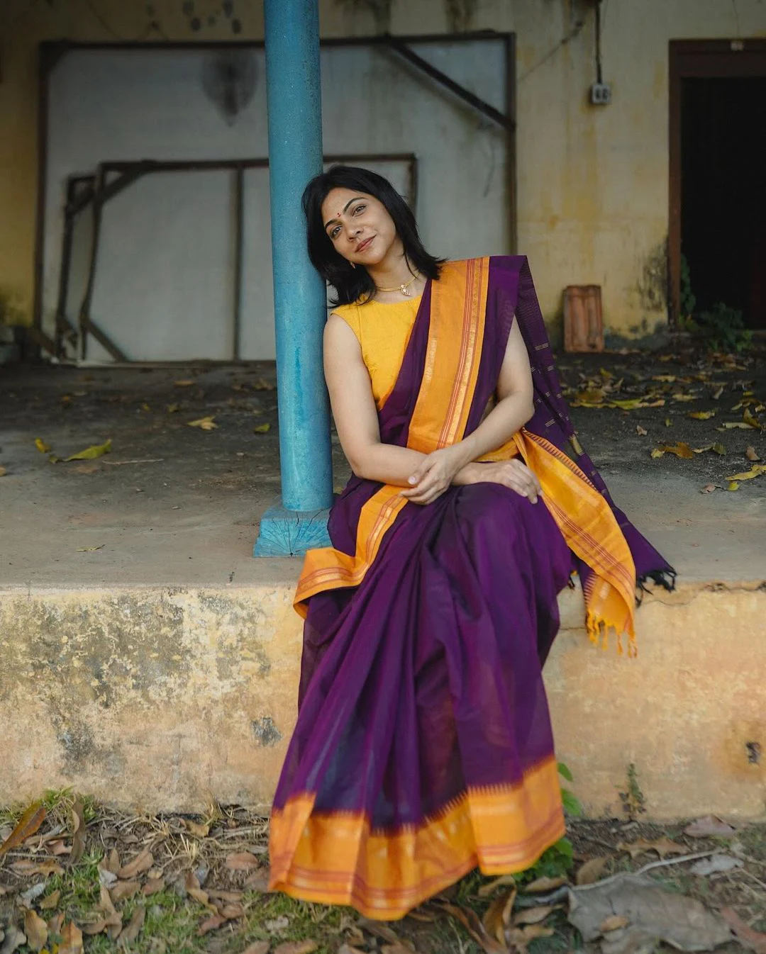 Madonna Sebastian Cute Looks in Cotton Sarees
