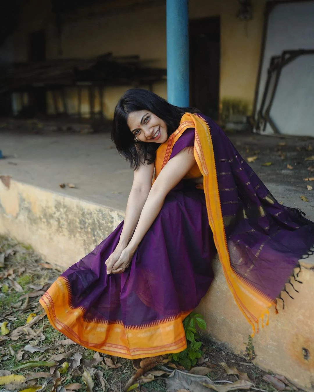 Madonna Sebastian Cute Looks in Cotton Sarees