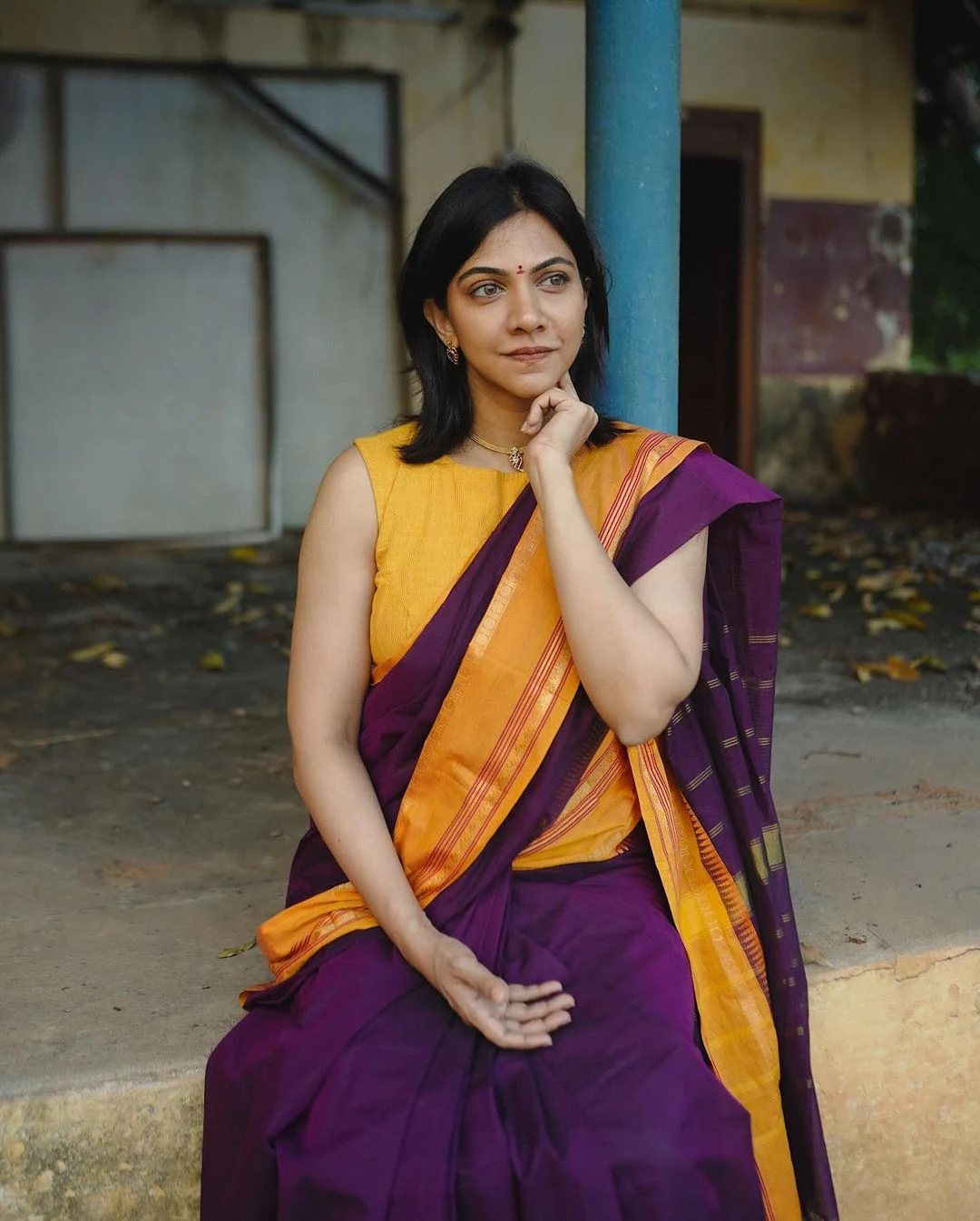 Madonna Sebastian Cute Looks in Cotton Sarees