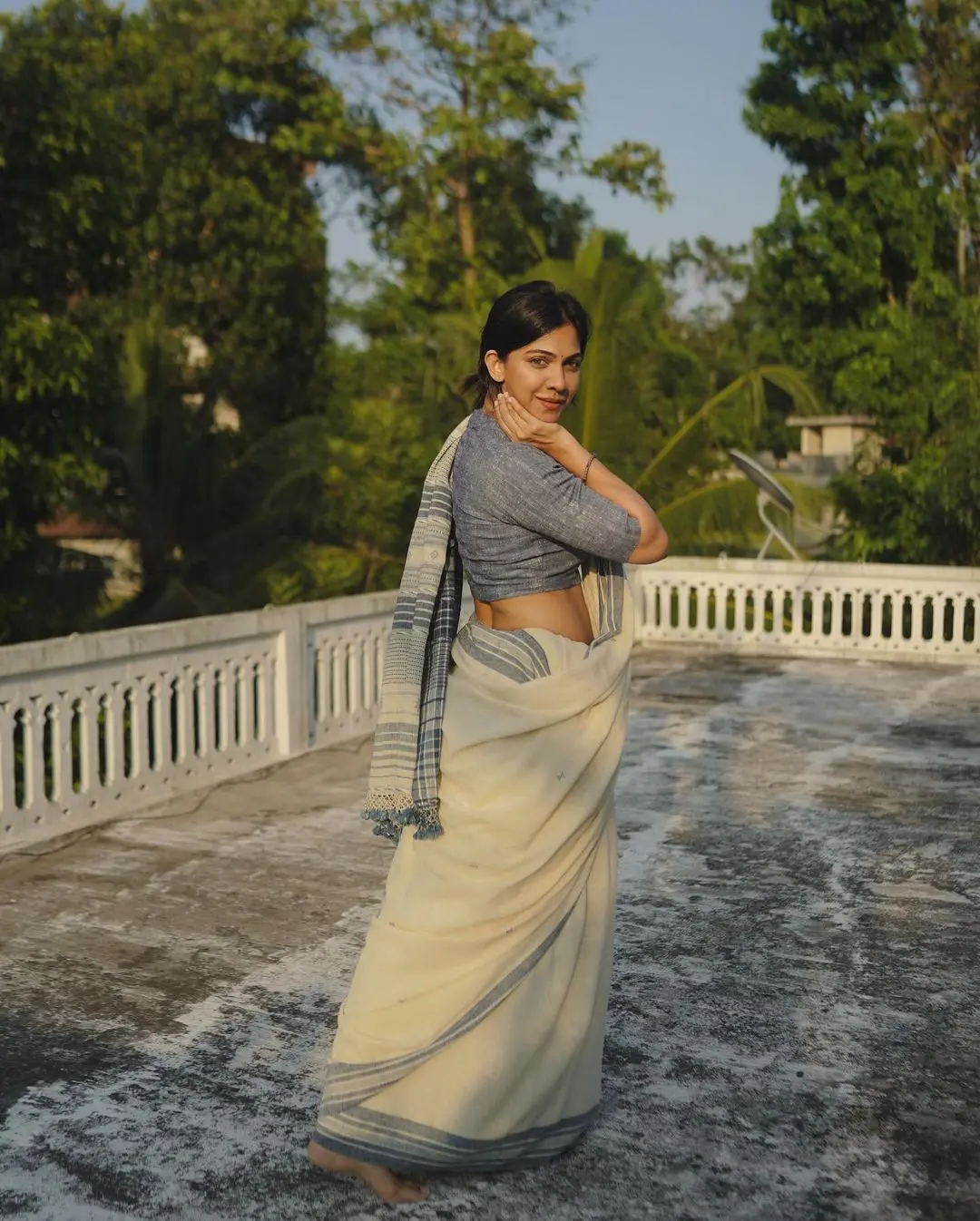 Madonna Sebastian Cute Looks in Cotton Sarees