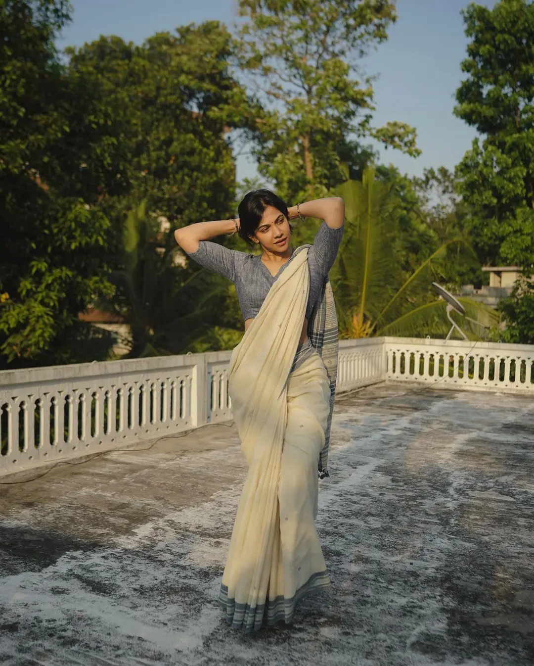 Madonna Sebastian Cute Looks in Cotton Sarees