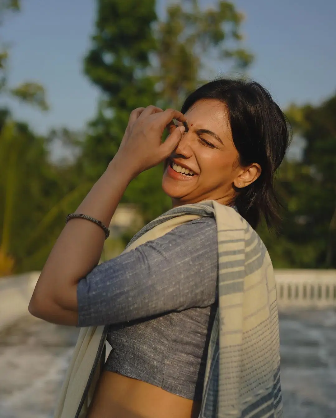 Madonna Sebastian Cute Looks in Cotton Sarees