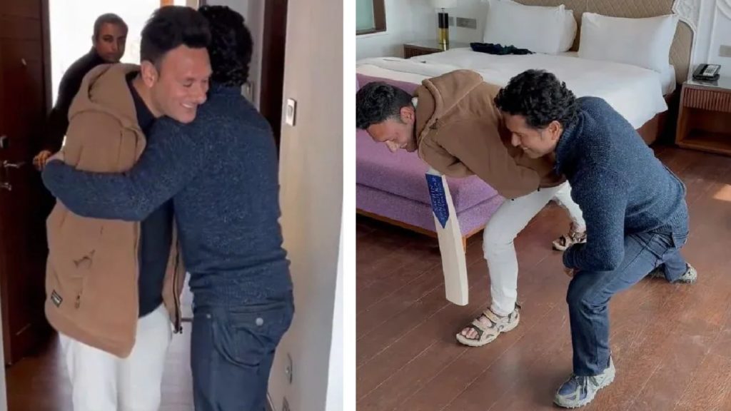 Sachin Tendulkar meets para cricketer Amir Hussain in Kashmir