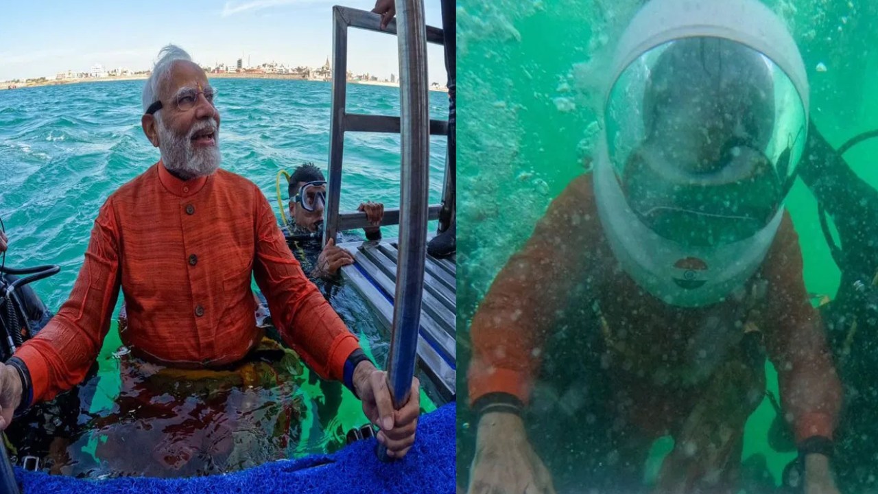 సముద్రంలో మునిగి పురాతన ద్వారకలో పూజలు చేసిన ప్రధాని మోదీ .. ఫొటోలు వైరల్ సముద్రంలో మునిగి పురాతన ద్వారకలో పూజలు చేసిన ప్రధాని మోదీ .. ఫొటోలు వైరల్