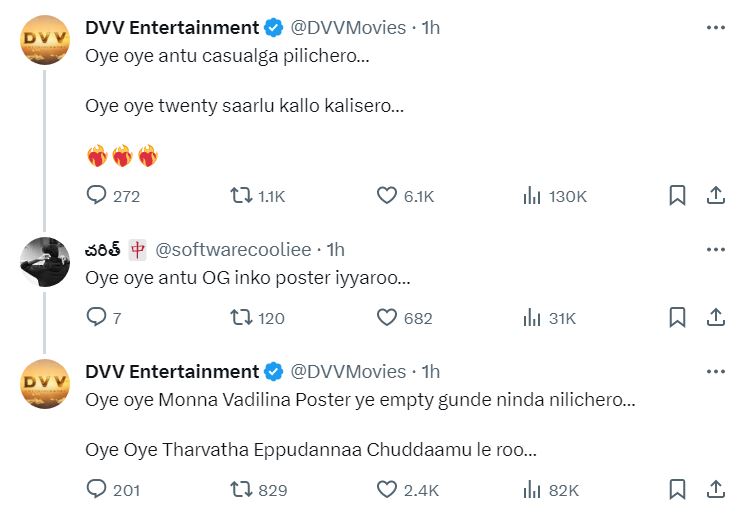 Pawan Kalyan OG Movie Producer funny chat with fans gone viral