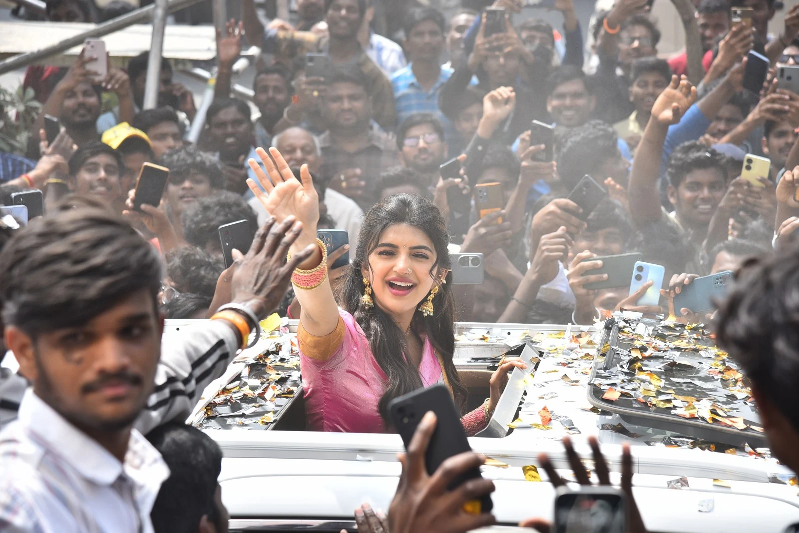 Tollywood Actress Sreeleela saree photos at shop opening event