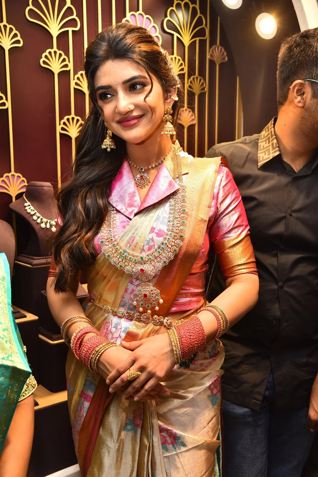 Tollywood Actress Sreeleela saree photos at shop opening event