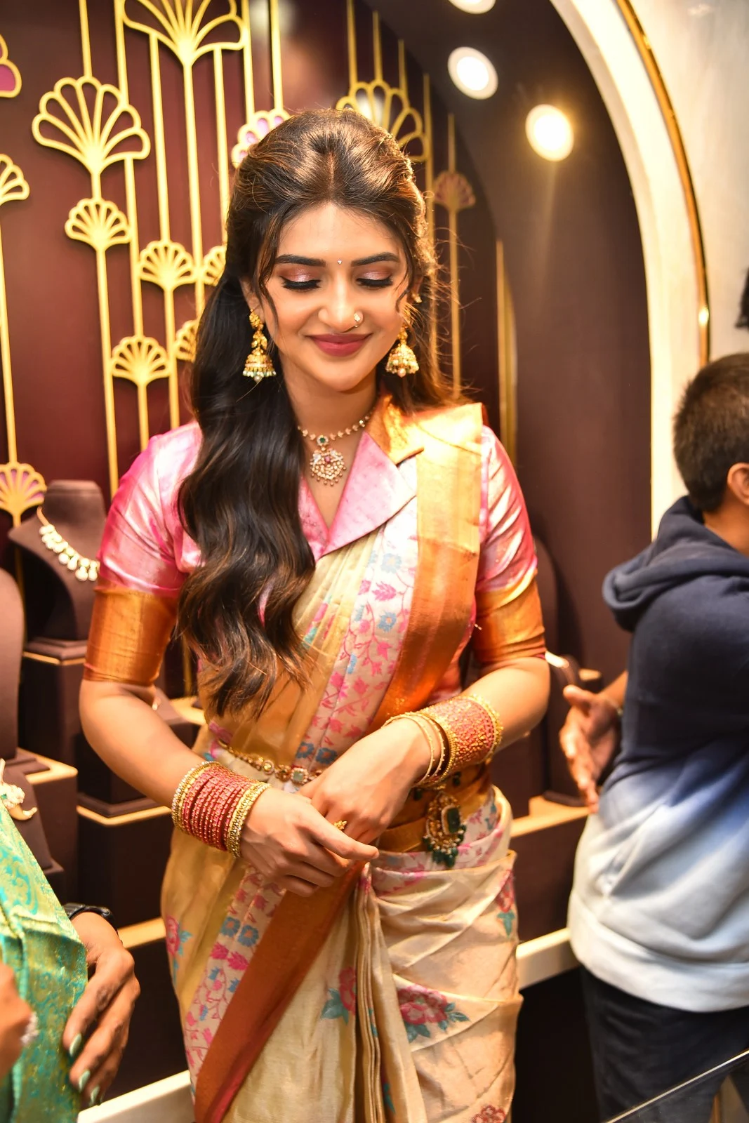 Tollywood Actress Sreeleela saree photos at shop opening event