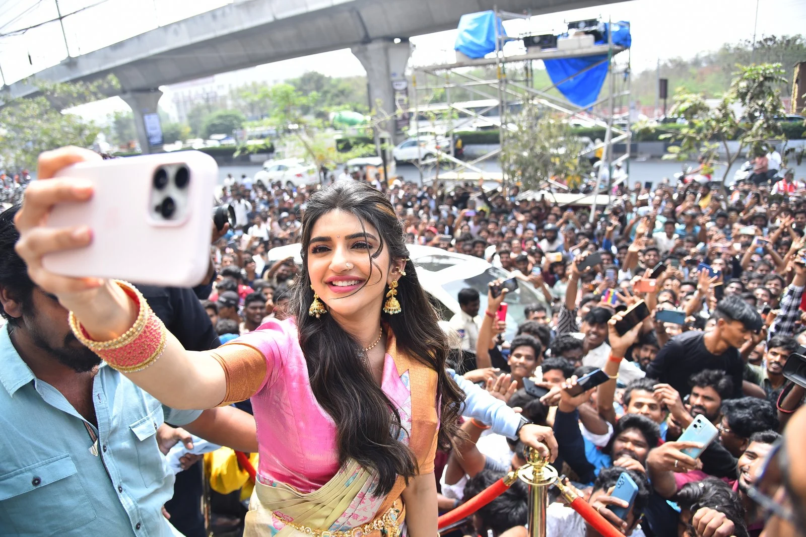 Tollywood Actress Sreeleela saree photos at shop opening event