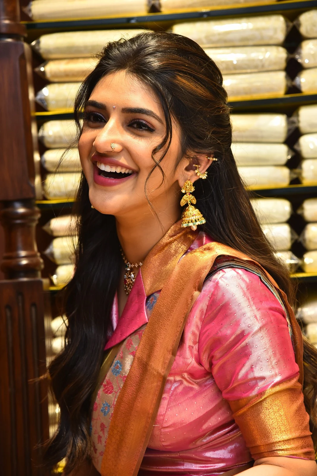 Tollywood Actress Sreeleela saree photos at shop opening event