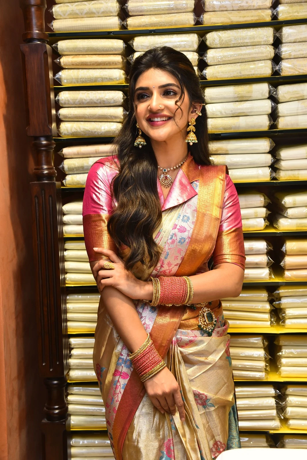 Tollywood Actress Sreeleela saree photos at shop opening event