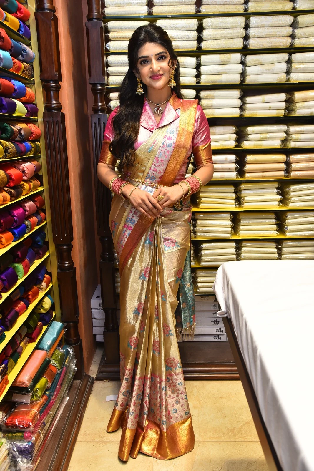 Tollywood Actress Sreeleela saree photos at shop opening event