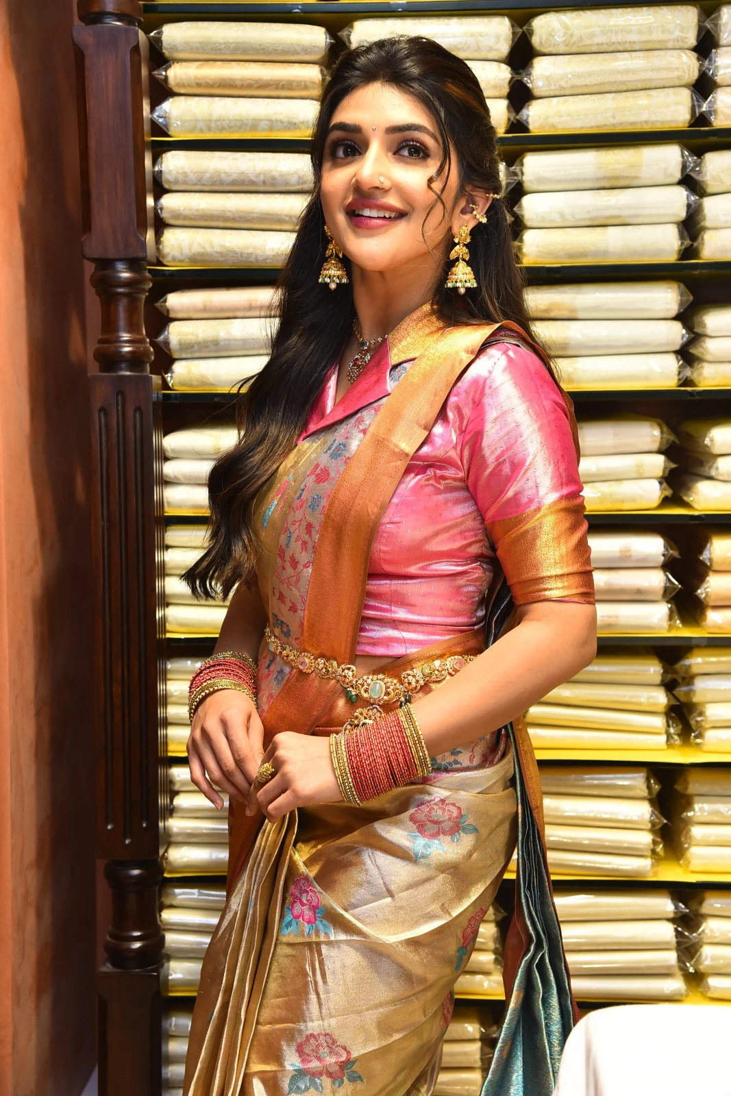 Tollywood Actress Sreeleela saree photos at shop opening event