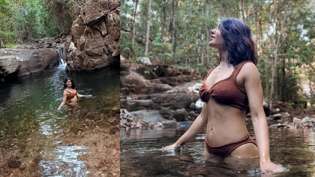 Tollywood Heroine Samantha bikini show in malaysia forest water flow