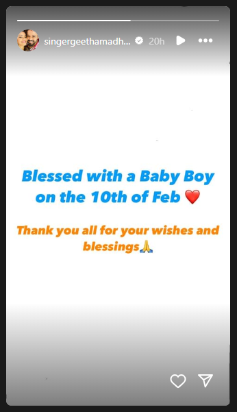 Tollywood Singer Geetha Madhuri gave birth to baby boy