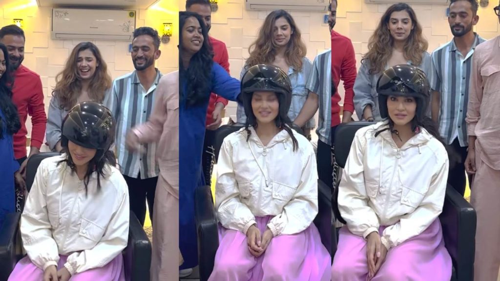 Sunny Leone hitting Hard by her Staff while Playing a Game in Shooting Spot