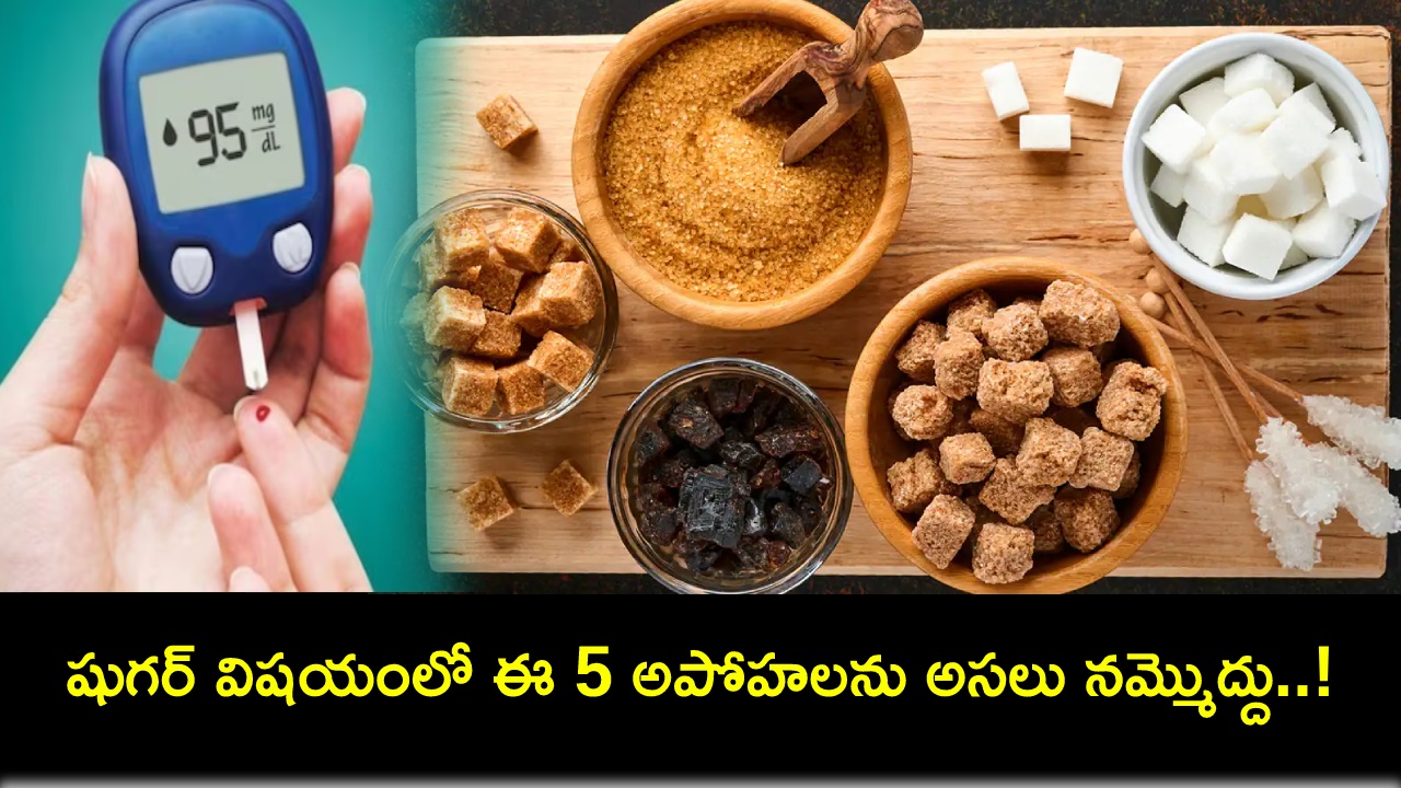 5 Myths Sugar : షుగర్ నేరుగా తీసుకుంటే డయాబెటిస్ వస్తుందా? ఈ 5 అపోహలను అసలు నమ్మొద్దు..! 5 Myths Sugar : షుగర్ నేరుగా తీసుకుంటే డయాబెటిస్ వస్తుందా? ఈ 5 అపోహలను అసలు నమ్మొద్దు..!
