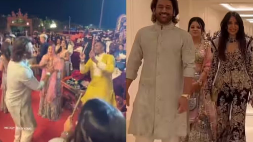 Dhoni, Sakshi, Bravo playing Dandiya