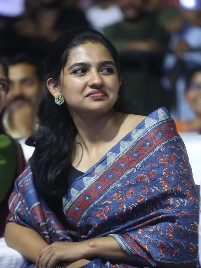 Mamitha Baiju Cute Looks in Saree at Premalu Success Meet