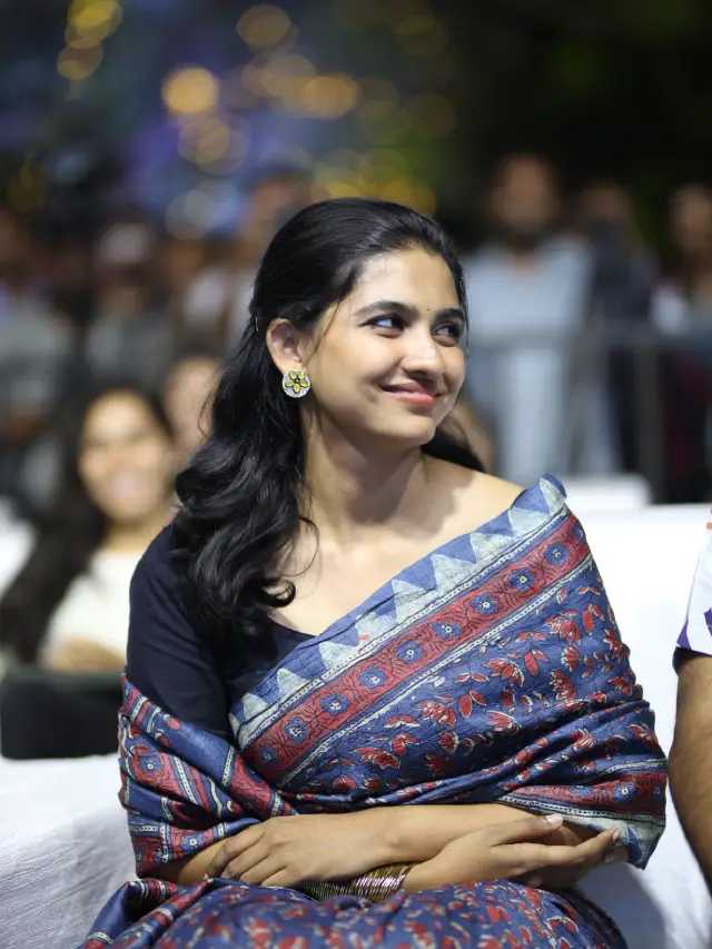 Mamitha Baiju Cute Looks in Saree at Premalu Success Meet