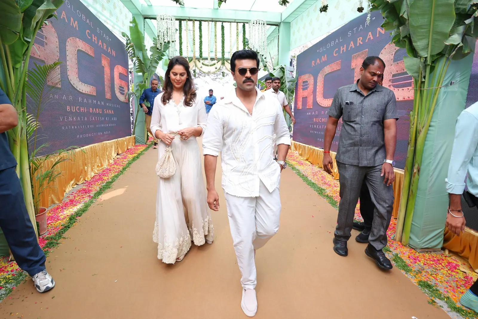 Ram Charan Janhvi Kapoor Photos at RC16 Movie opening