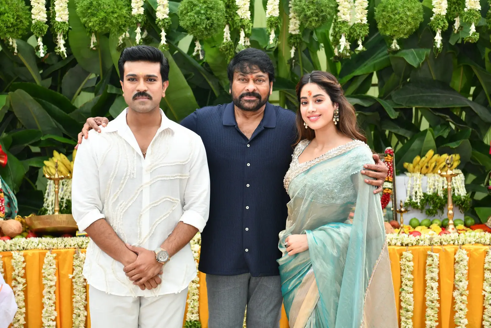 Ram Charan Janhvi Kapoor Photos at RC16 Movie opening