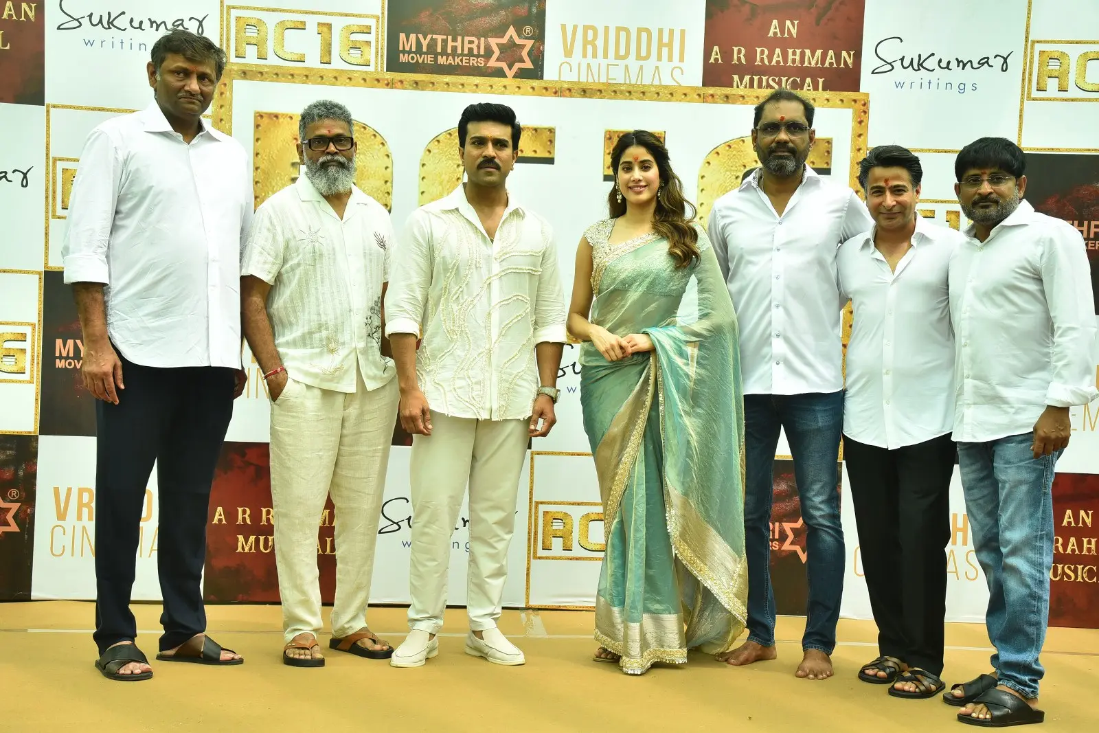 Ram Charan Janhvi Kapoor Photos at RC16 Movie opening