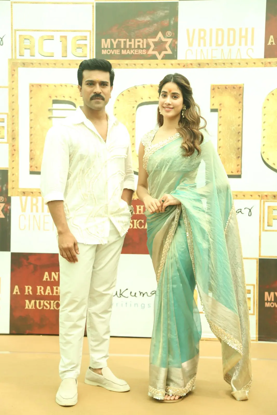 Ram Charan Janhvi Kapoor Photos at RC16 Movie opening