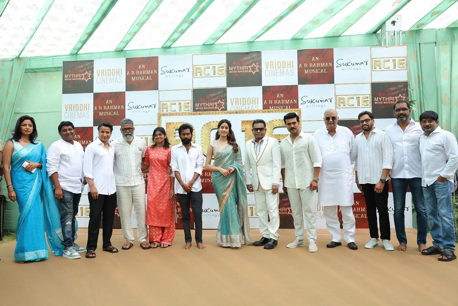 Ram Charan Janhvi Kapoor Photos at RC16 Movie opening