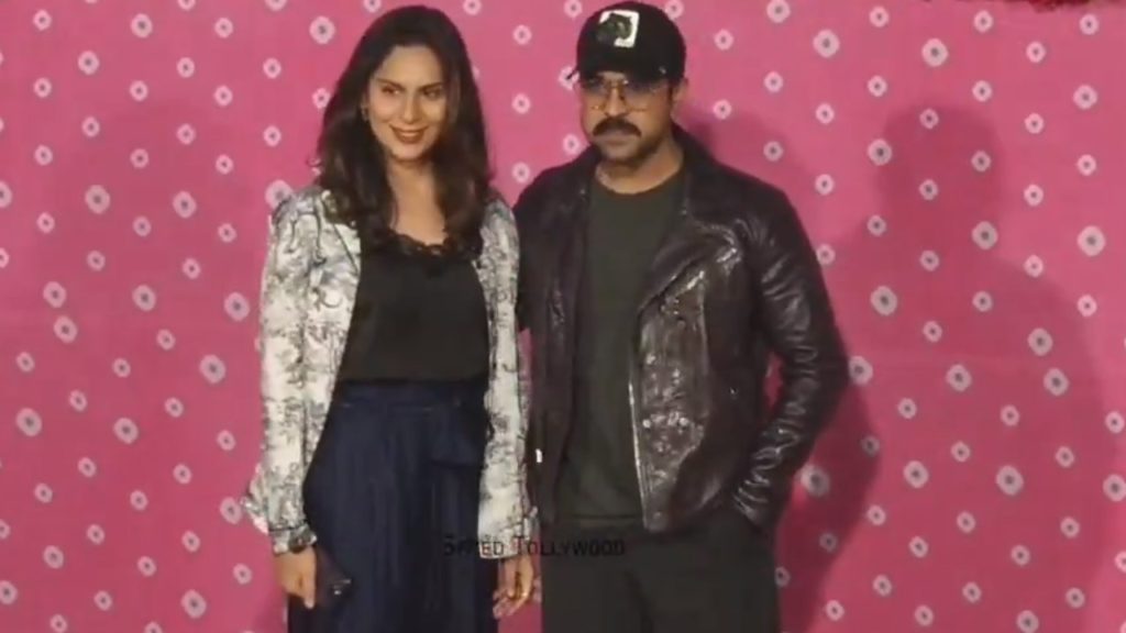 Ram Charan Upasana Visuals from Anant Radhika Pre Wedding Celebrations Fans Chanting Jai Shri Ram