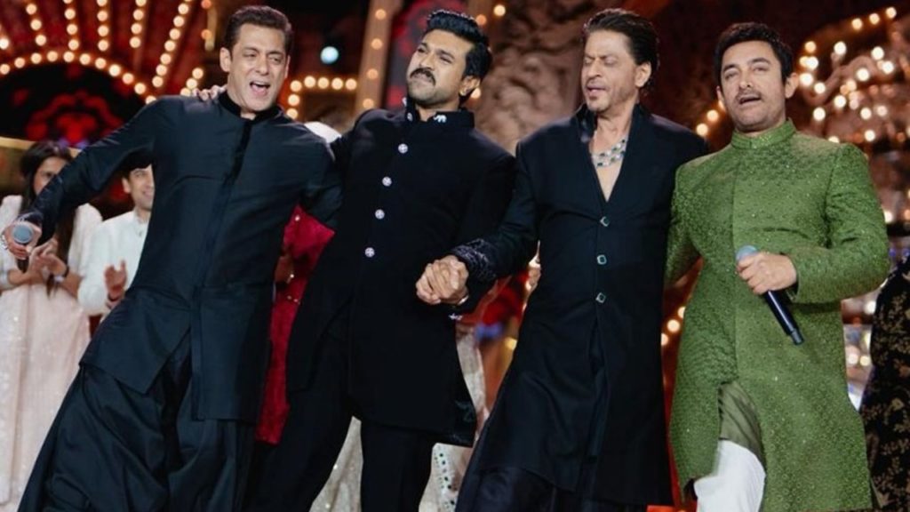Ram Charan Dance with Aamir Khan Sharh Rukh Khan Salman Khan for Naatu Naatu Song in Anant Radhika Pre Wedding Celebrations