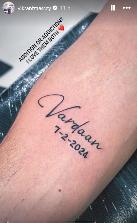 12th Fail Fame Actor Vikrant Massey Tattooed his Son name and Birth Date on his Hand  