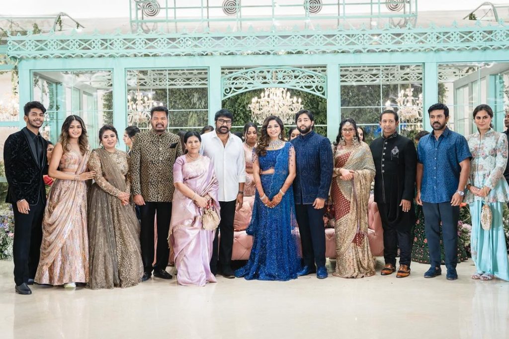 Megastar Chiranjeevi and Ram Charan Along with Families attend to Director Shankar Daughter Marriage Reception 