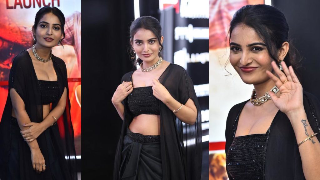 Ananya Nagalla Stunning Looks in Black Dress at Pottel Movie Teaser Launch Event