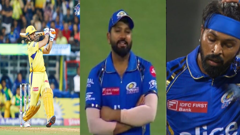 Rohit Smiling As Dhoni Hits Hardik Pandya For 1st Ball Six in MI vs CSK