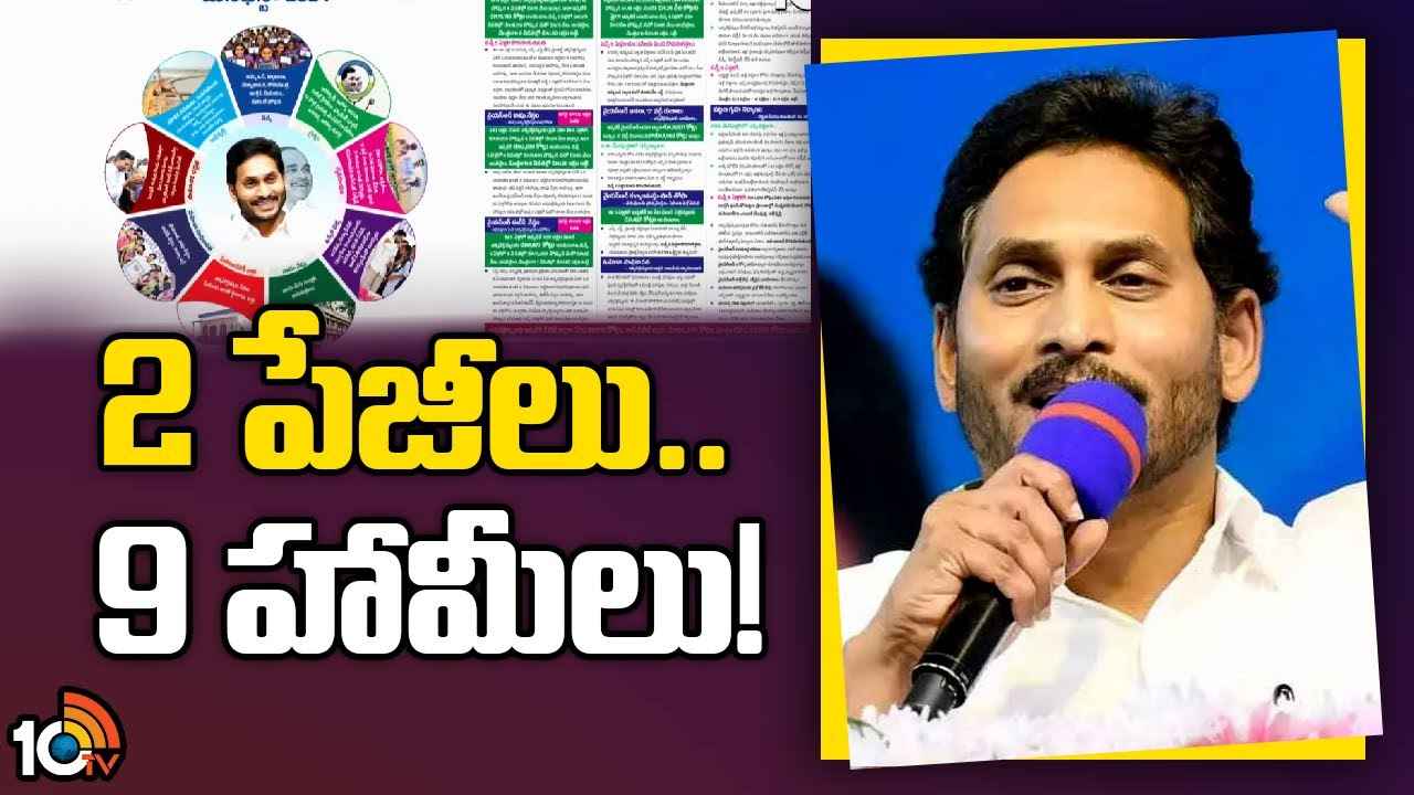 Ysrcp Manifesto : సీఎం జగన్ వరాల జల్లు.. 9 ప్రధాన హామీలతో వైసీపీ మ్యానిఫెస్టో రిలీజ్ Ysrcp Manifesto : సీఎం జగన్ వరాల జల్లు.. 9 ప్రధాన హామీలతో వైసీపీ మ్యానిఫెస్టో రిలీజ్